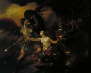 Satan, synd och död (en scen från Miltons `Paradise Lost)
